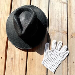 Stylish Black Hat and White Glove Set